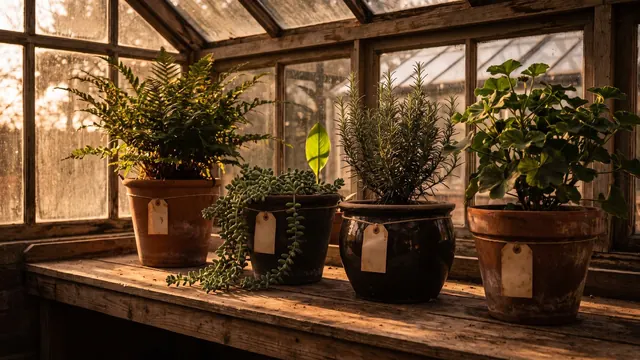 Advertising Agency – The Four Pieces I Build Under Advertising Agency – Caleb Schallert Advertising agency — four clay pots in a row, each with a blank label and a different plant — Caleb Schallert.