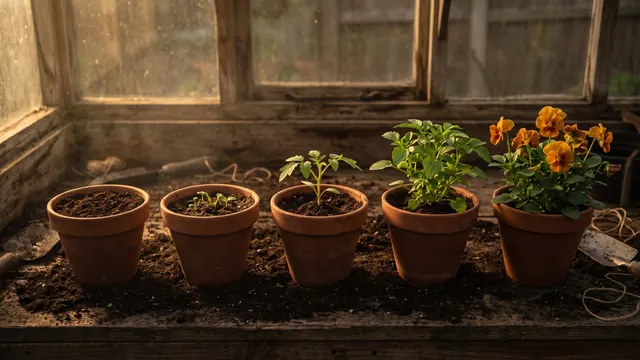 AI Automation Services – How I Deliver AI Automation Services – Caleb Schallert AI automation services — five clay pots in a row showing growth stages from bare soil to bloom — Caleb Schallert.