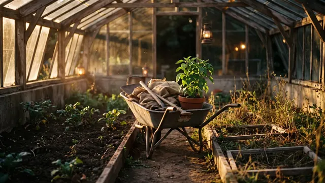 Business process automation services — a loaded wheelbarrow left standing on the boundary line between two garden plots — Caleb Schallert.