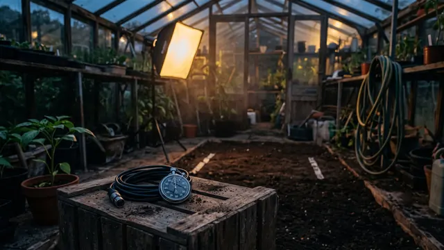 Commercial Video Production – What Commercial Video Production Actually Includes – Caleb Schallert Commercial video production — a stopwatch and a lit softbox aimed at an empty mark on the ground — Caleb Schallert.