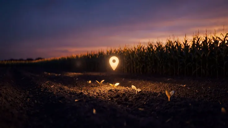 Digital marketing agency Iowa — rows of corn catching golden-hour light, near Iowa — Caleb Schallert.