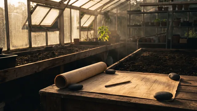Digital marketing consulting — a blueprint unrolled and weighted on a garden table — Caleb Schallert.