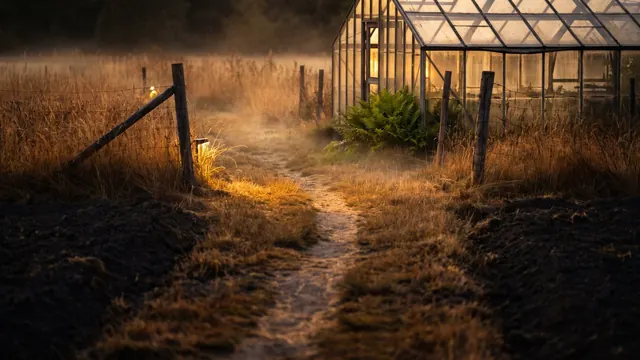 Display Advertising Services – Who This Fits, And What Changes Either Way – Caleb Schallert Display advertising services — a narrow lit path through a dusk field toward a distant greenhouse — Caleb Schallert.