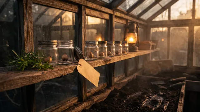 Email marketing services — a row of glass seed jars, one open mid-check — Caleb Schallert.