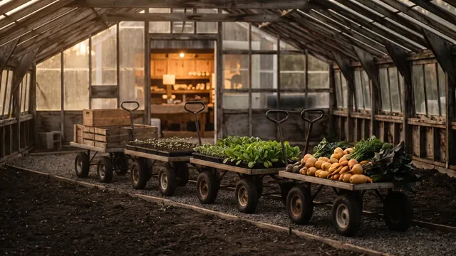 Farm Website Design – How I Build A Farm's Marketing, Step By Step – Caleb Schallert Farm website design — four garden carts in a row showing farm work from planting to harvest — Caleb Schallert.