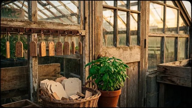 Google Business Profile Optimization – What Google Business Profile Optimization Actually Includes – Caleb Schallert Google business profile optimization — a row of hand-carved wooden tags hanging by a greenhouse door at dusk — Caleb Schallert.