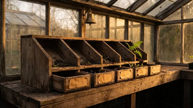 Marketing Automation Services – What's Included – Caleb Schallert Marketing automation services — a six-chute wooden sorting box feeding seedlings into labeled trays — Caleb Schallert.