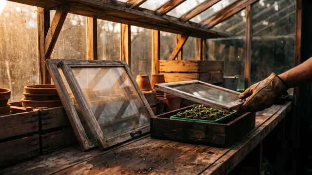 Responsive web design services — three cold-frame lids of different sizes tested against one seedling tray — Caleb Schallert.