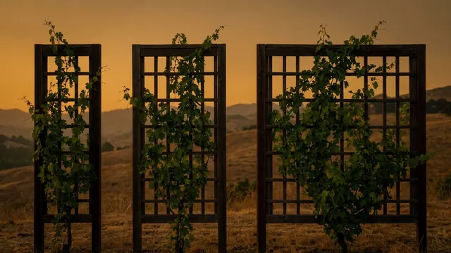 Responsive web design services — three vines trained on three trellises of different widths, all fitting cleanly — Caleb Schallert.