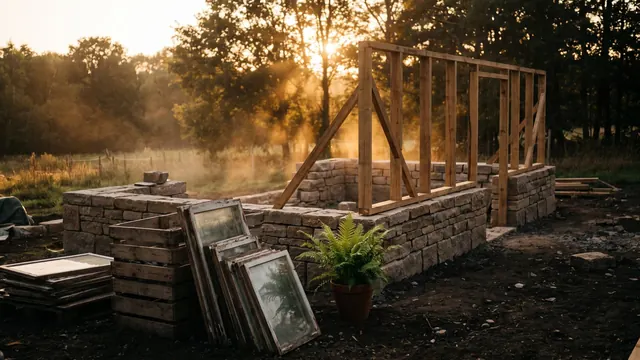 SaaS Development Services – How I Deliver It – Caleb Schallert SaaS development services — a greenhouse foundation of stone with a timber frame rising only where it's set — Caleb Schallert.