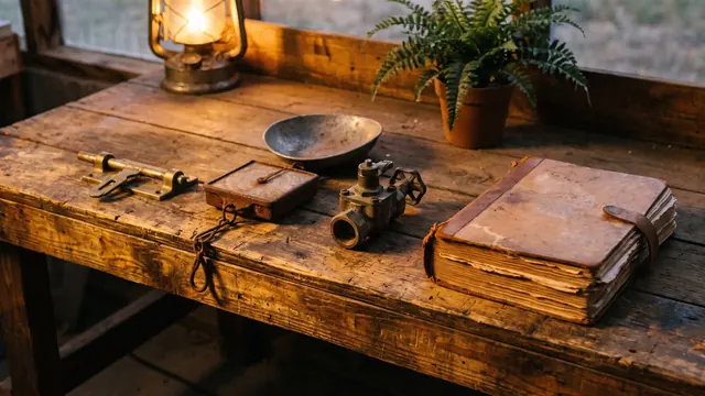 SaaS Development Services – What's Included – Caleb Schallert SaaS development services — a gate latch, a produce scale, a control valve, and a ledger laid on one bench — Caleb Schallert.