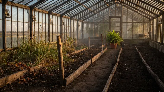 SEO company Kansas — a garden path forking into three rows, the nearest one staked and growing like Kansas's own Flint Hills prairie with wind turbines — Caleb Schallert.