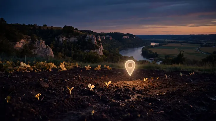 SEO company Missouri — limestone river bluffs above Missouri River bottomland farm fields, near Missouri — Caleb Schallert.