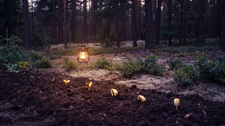 SEO company New Jersey — sandy Pine Barrens woods beside a low blueberry-farm row, near New Jersey — Caleb Schallert.