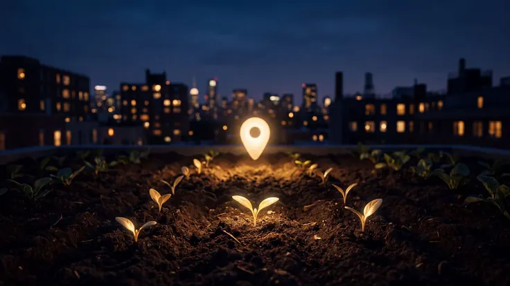 SEO company New York — a rooftop garden with the city skyline behind it, near New York — Caleb Schallert.