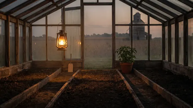 SEO Company Ohio – What I Would Do First For An Ohio Business – Caleb Schallert SEO company Ohio — one lit garden row beside two unlit ones, its soil like Ohio's own soybean rows by a grain elevator — Caleb Schallert.