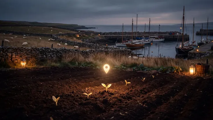 SEO company Rhode Island — a stone-walled coastal pasture above a small harbor of moored sailboats, near Rhode Island — Caleb Schallert.