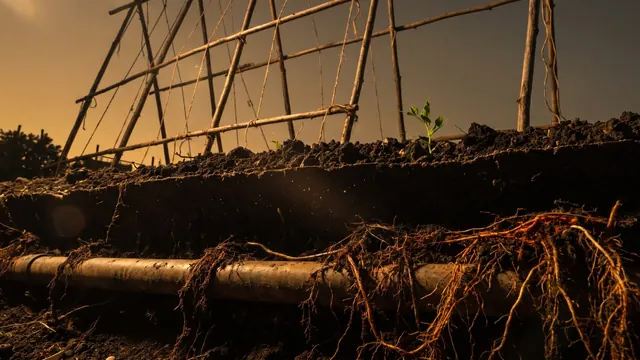 SEO Services – How I Deliver It – Caleb Schallert SEO services — a garden trench in cross-section showing soil, irrigation, roots, and trellis built in order — Caleb Schallert.