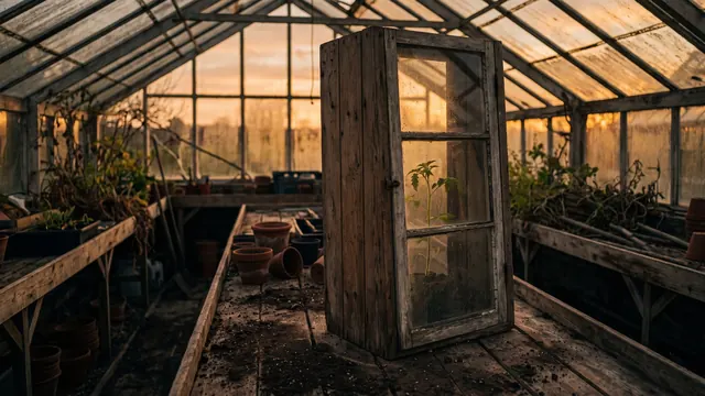 Social Media Video Production – What Social Media Video Production Actually Covers – Caleb Schallert Social media video production — a tall narrow cold-frame window with one seedling growing straight up — Caleb Schallert.