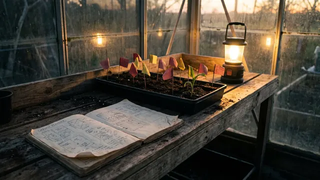 Video marketing services — a garden plot map with colored flags marking where seeds will be planted — Caleb Schallert.