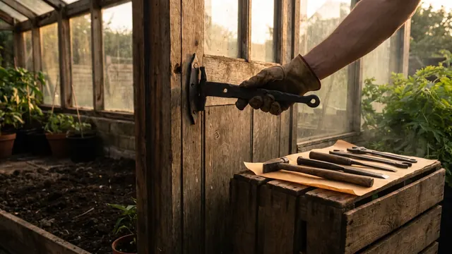 Web Development Services – What Web Development Services Include – Caleb Schallert Web development services — a hand-forged iron hinge being fitted to a wooden greenhouse door — Caleb Schallert.