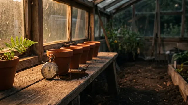 Website speed optimization services — a stopwatch timing water draining through five identical pots — Caleb Schallert.